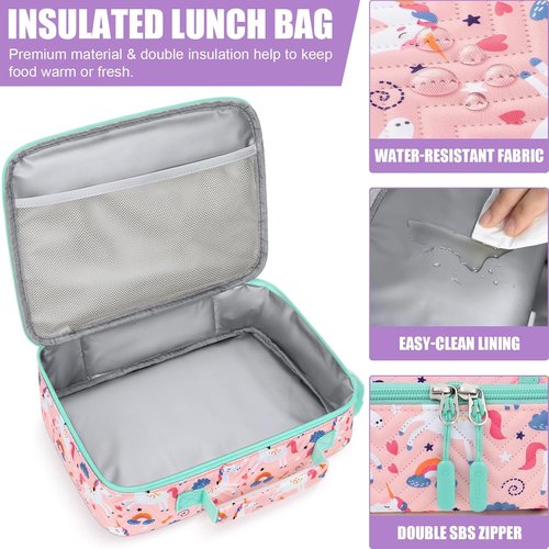 Fimibuke Kids Bento Lunch Box - 4 Compartments with Insulated Bag & Stainless Steel Bottle | Perfect Birthday Gift for Ages 3-12