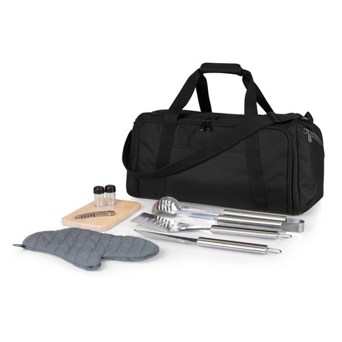 ONIVA - a Picnic Time brand BBQ Kit Grill Set & Cooler, Professional BBQ Accessories Set with Case for Outdoor, Complete Grill Accessories Kit with Cooler Bag, (Black)