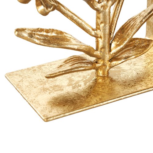 Deco 79 Metal Floral Decorative Bookends Non Skid Bookends with Shimmer Details, Set of 2 Office Bookends6 W, 7" H, Gold