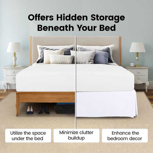 Utopia Bedding Full Bed Skirt - Soft Quadruple Pleated Ruffle - Easy Fit with 16 Inch Tailored Drop - Hotel Quality, Shrinkage and Fade Resistant (Full, White)