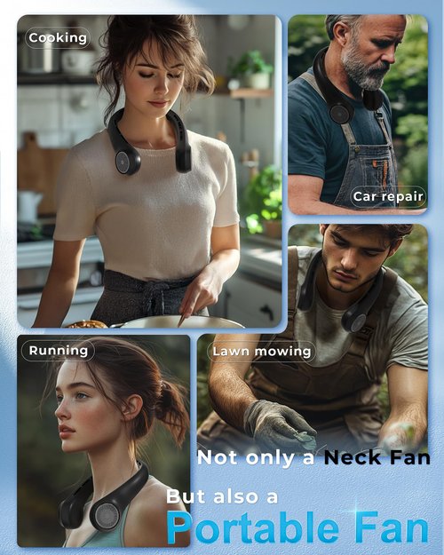 Neck Fan, Portable Neck Fan with LED Display, 4000mAh, 360° Cooling, 3-Speed Adjustment & Whisper-Quiet Operation, Twistable, Rechargeable, Gift for Women Men, Outdoor Indoor as Travel Essential
