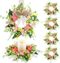 Jexine Floral Wreaths - 8-Piece Mini Candle Ring Set for Weddings & Home Decor | All Seasons