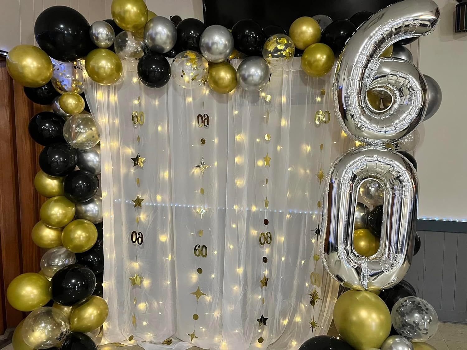 Silver Number 60 Balloon - 40 Inch Metallic 60th Birthday Decoration for Men & Women
