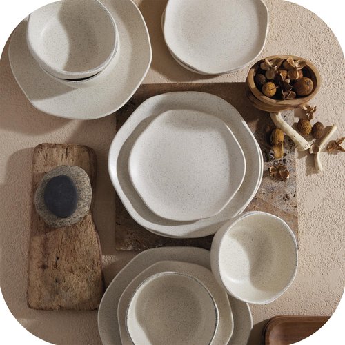 Corona Dinnerware Set 12– piece, Plates and Bowls Set, Ceramic Sets for 4, Microwave and Dishwasher Safe, Orion Reactive Glaze