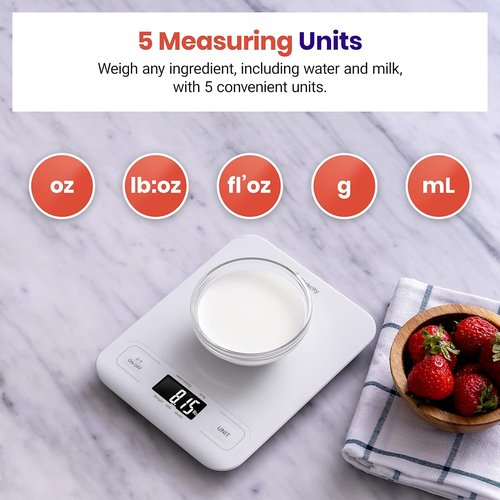 Etekcity Digital Food Kitchen Scale - Accurate Grams & Ounces Measurement for Cooking & Meal Prep | Medium White