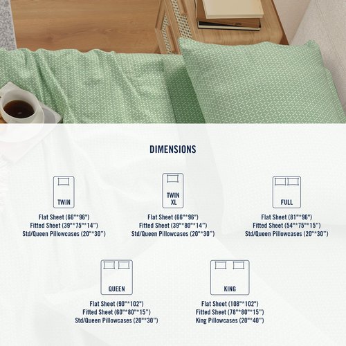 Izod Sateen Silky 4Pc Queen Size Bed Sheet Set, Deep Pockets–fits Upto 17",Smooth & Buttery Feel,Long-Staple Soft Combed 100% Cotton Bed Sheet, Hotel Luxury Bedding Sheets & Pillowcases-Green Mosaic