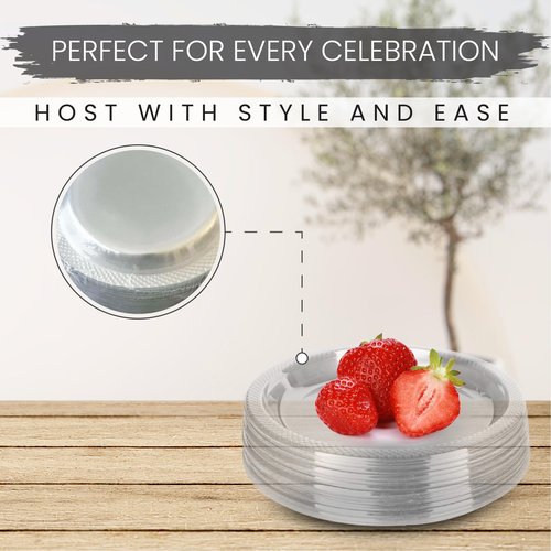 KITCHHOMES 6 Inch Clear Plastic plates - Flexible 100 Pack clear plastic plates for Dessert, Appetizers, BBQ, Party, Travel, and Events - Microwave Safe, Recyclable & Disposable Plates