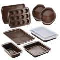 Circulon Nonstick Bakeware Set with Nonstick Bread Pan, Baking Pans, Baking Sheets, Cookie Sheets, Cake Pan and Muffin Pan / Cupcake Pan - 10 Piece, Chocolate Brown