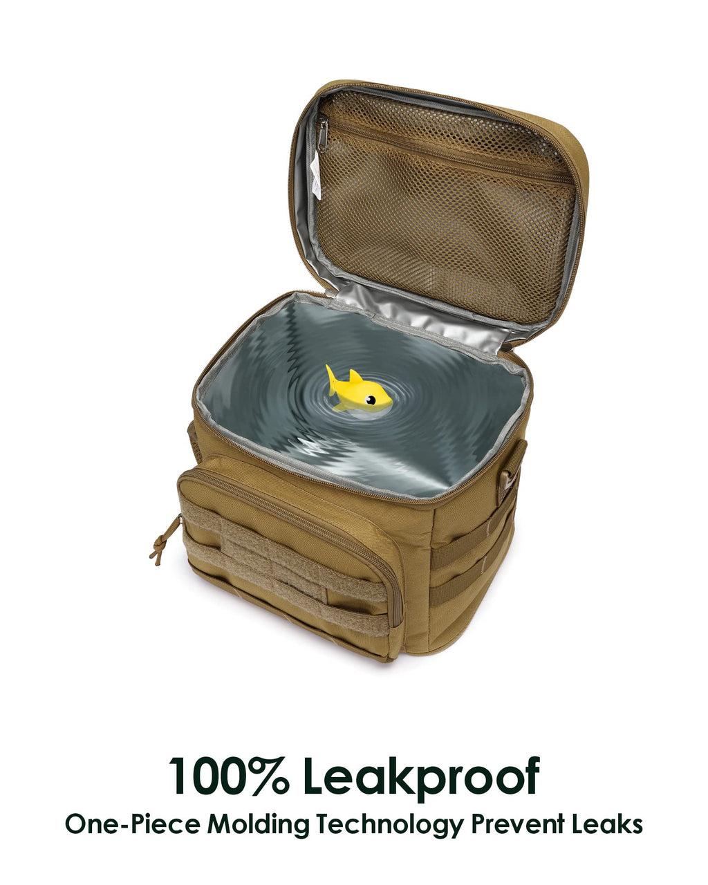 TACTICISM Lunch Box for Men - 12L/20L/25L Tactical Lunch Bag Adult - MOLLE Insulated Leakproof Lunch Pail with Detachable Water Bottle Pouch - Lunch Cooler for Work and Outdoors, Brown