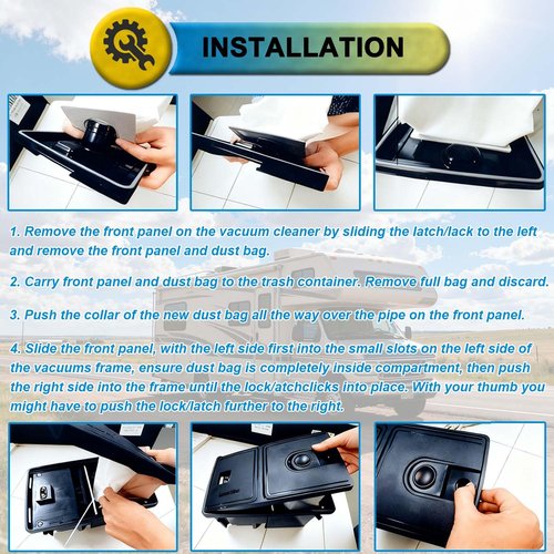 10 Pack Y10 Vacuum Bags for InterVac CS6, CS8, CS8HW, DOMETIC CV1003 Vacuums, With 3 Pack Motor Filters, Part# Y10-5