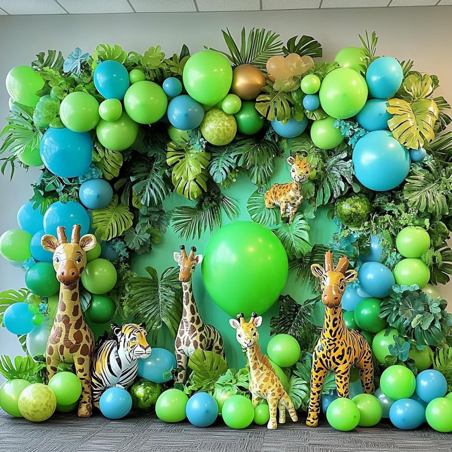 RUBFAC Lime Green Balloons - 129pcs Neon Latex Balloon Garland Kit for Birthday & Baby Shower Decor