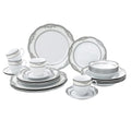 Lorren Home Trends Victoria-24 24 Piece Victoria Design Porcelain Wavy Edge Dinnerware Set, White