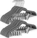 HOUSE DAY Velvet Skirt Hangers - 24 Pack Gray Non-Slip Adjustable Clip Hangers for Pants & Skirts