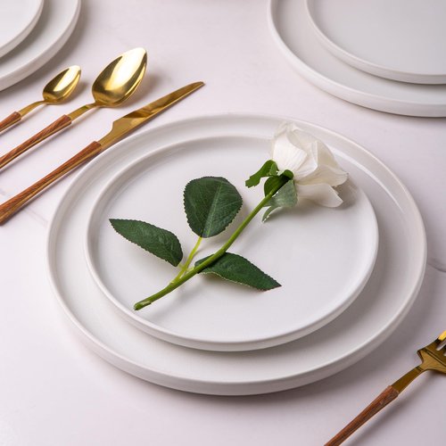 AmorArc Stoneware Dinnerware Sets,Round Reactive Glaze Ceramic Plates and Bowls Sets,Highly Scratch Resistant | Microwave & Dishwasher Safe,Service for 8 Dishes Set (24pc)
