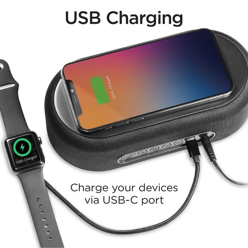 iHome Bluetooth Alarm Clock with Wireless Charger and USB Charging Station, Digital Alarm Clock for Bedrooms, Office, or Dorm (iBTW112)