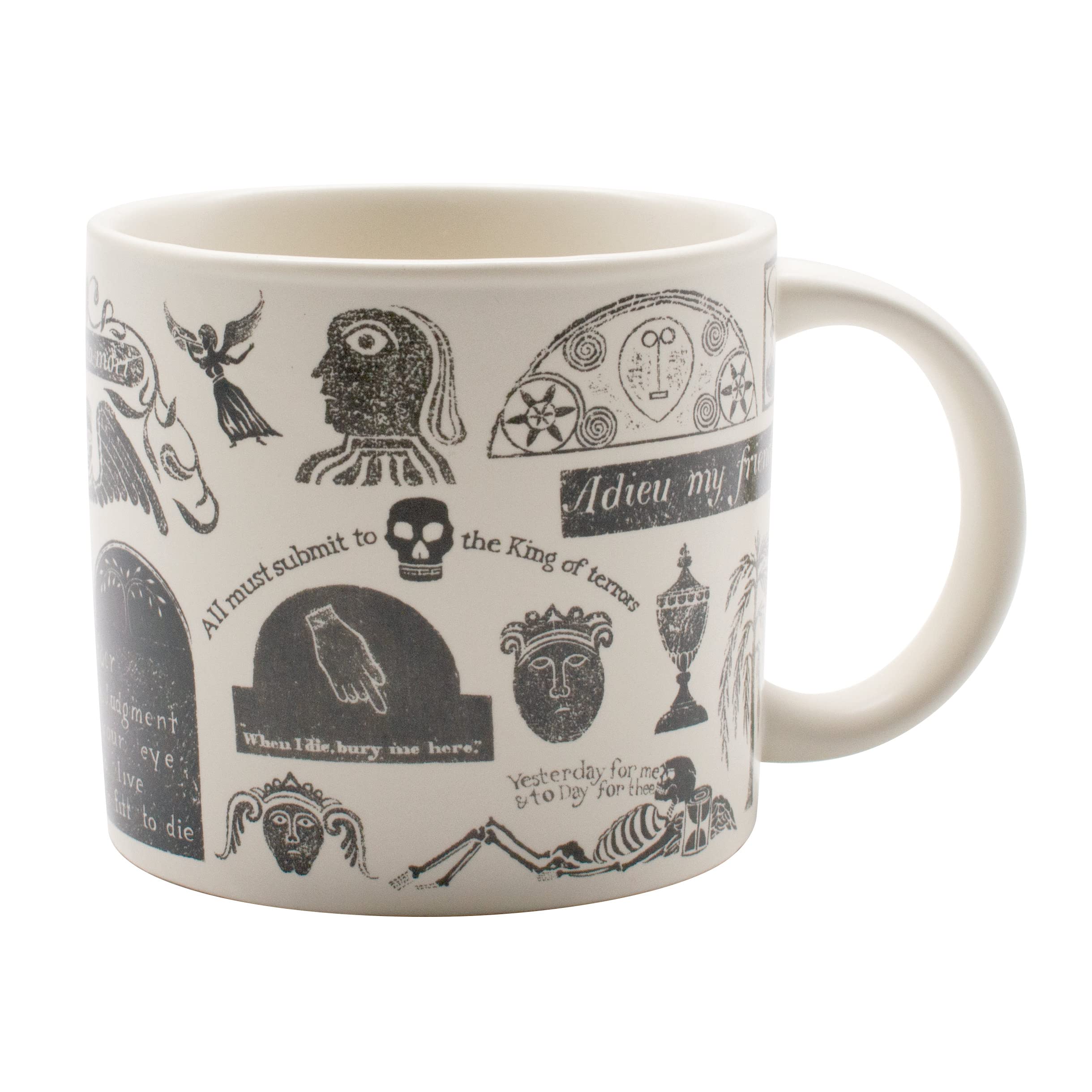 The Unemployed Philosophers Guild Memento Mori Coffee Mug - Features Classic Images Taken from Burial Monument Carvings, Comes in a Gift Box, 14 oz