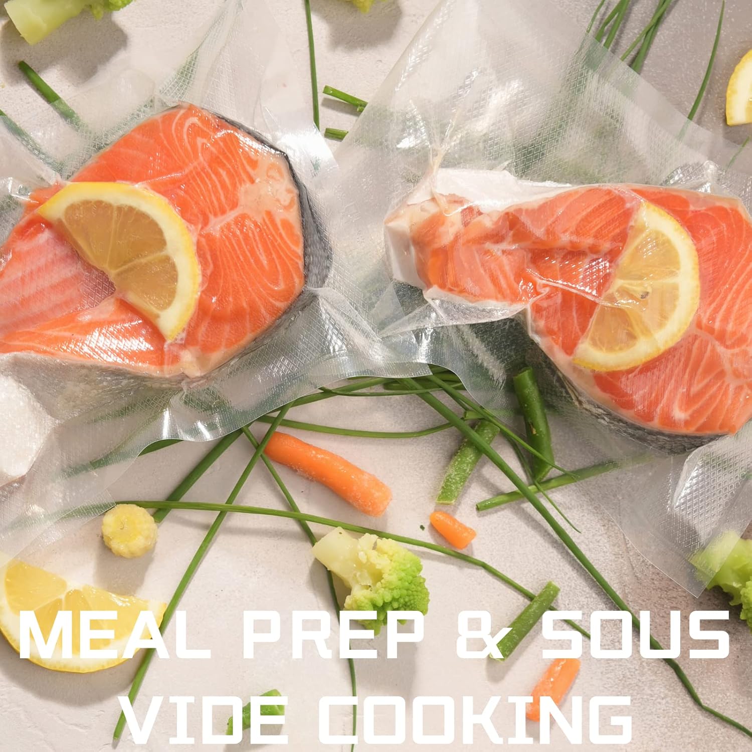 Skiennix Vacuum Sealer Bags - Heavy Duty, BPA-Free Rolls for Sous Vide Cooking | 8" x 16.4" (2 Pack)