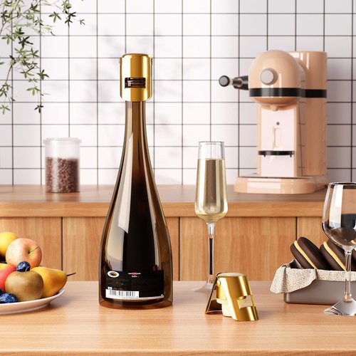 Champagne Stoppers with Stainless Steel Champagne Saver with Food Grade Silicone Leak proof Keep Fresh Suitable for Champagne, Cava, Prosecco and Sparkling (Gold, 3 Pack)