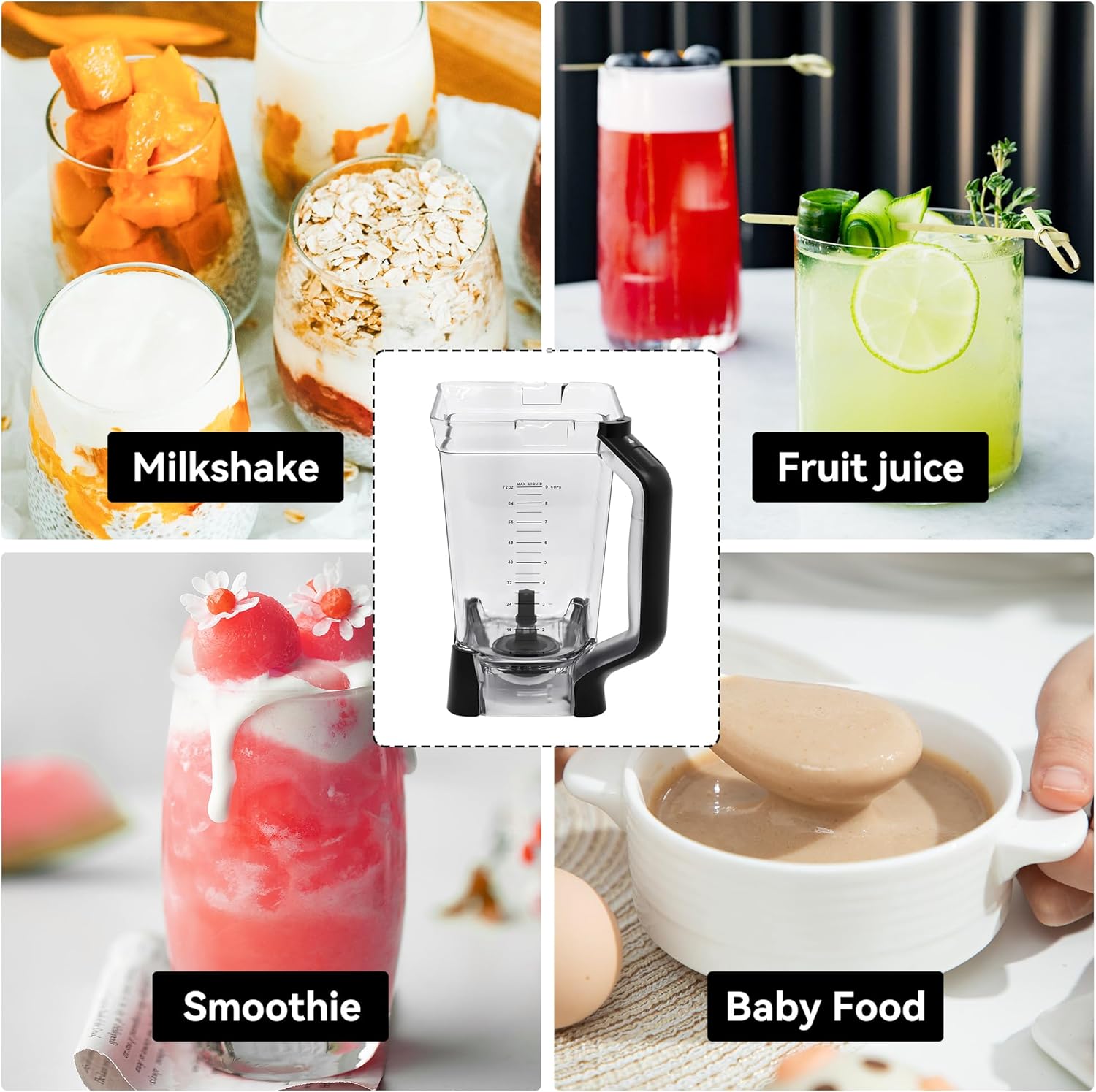Ninja Blender Replacement Pitcher - 72 oz XL Compatible with BL610 | New Model Top Lid Included