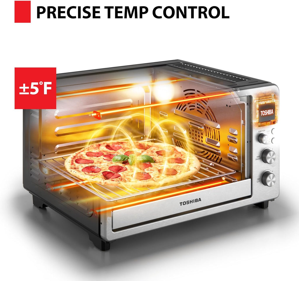 TOSHIBA ChefFry Air Fryer Toaster Oven - 26.4-Quart Stainless Steel Combo with Toast, Bake & Broil