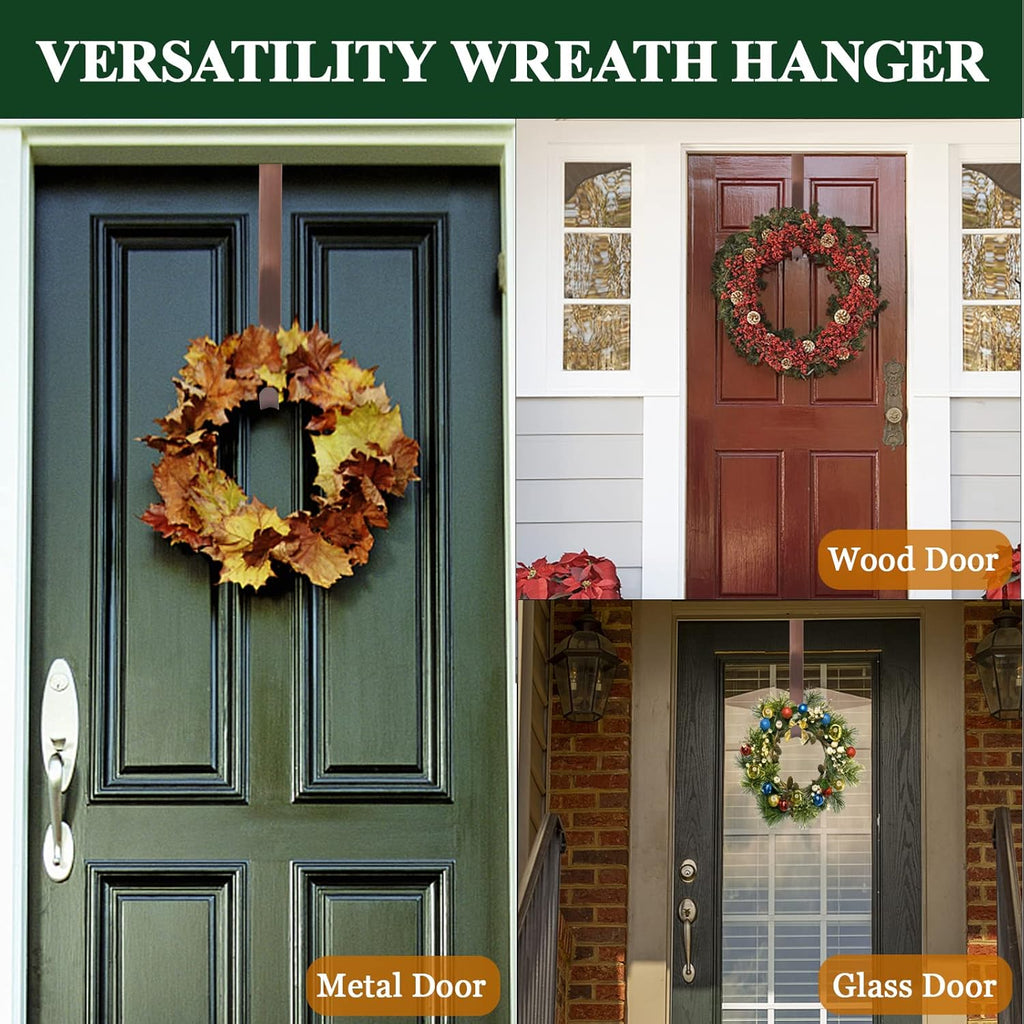 ZMCINER Wreath Hanger - Adjustable 15 to 25 Inch Hook for Front Door | Supports 20 lbs - Bronze Finish