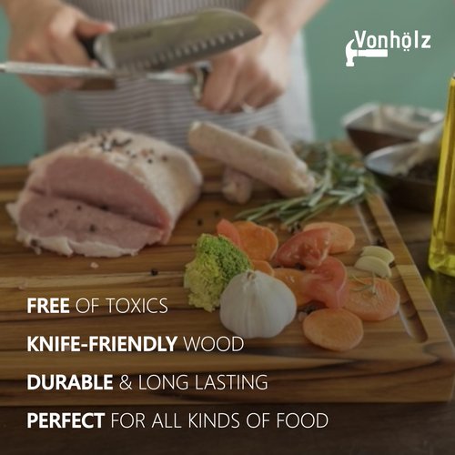 VONHOLZ Butcher Block Table Top, End Grain Wood Cutting Board, Butchers Block, Hardwood Cutting Board, Butcher Block Countertops, Teak Wood (19 x 12 x 1.2)