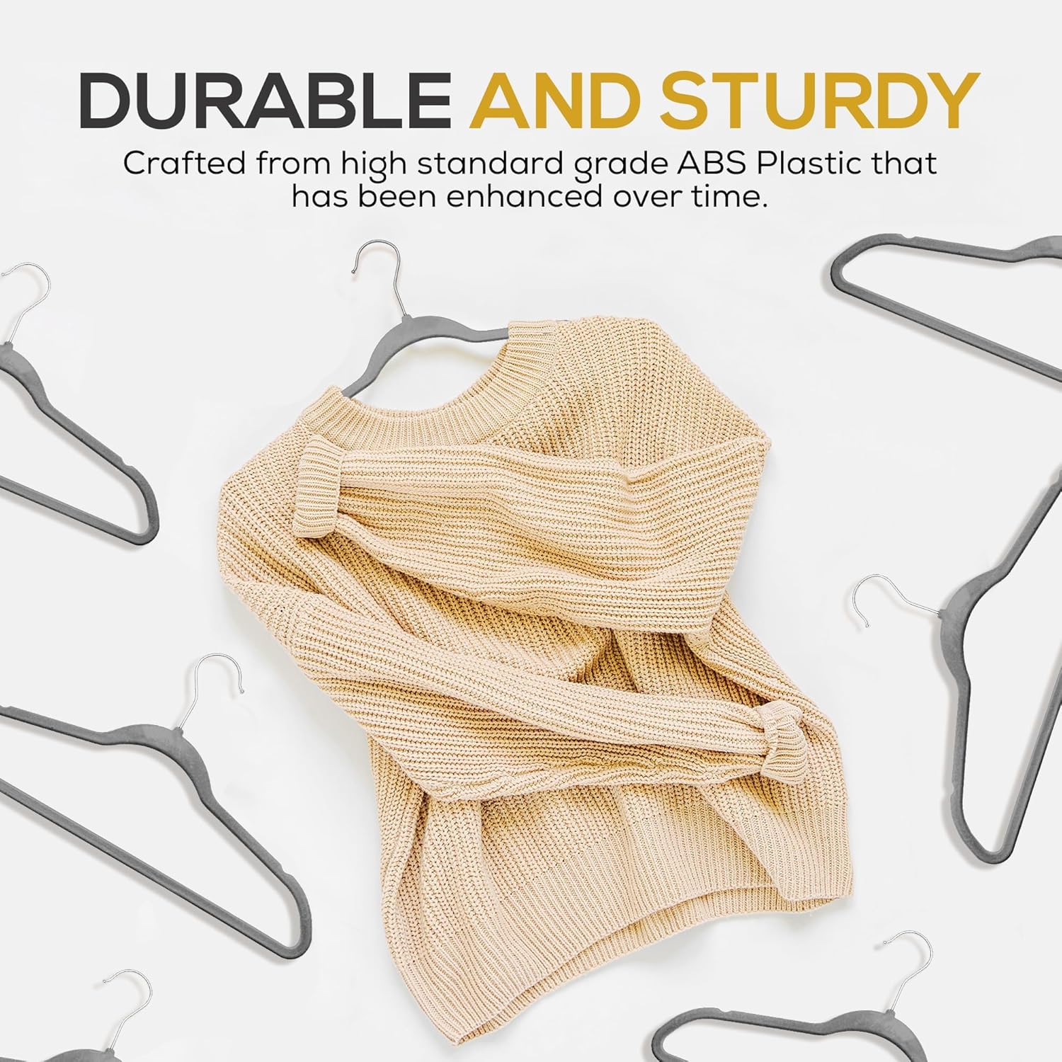 Techzoo Premium Velvet Hangers - 50 Pack Ultra Thin Non-Slip Adult Suit Hangers | Gray, 360° Swivel Hook