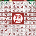 Skiennix 72 PCS Christmas Stencils - Reusable Holiday Painting Templates for Wood, Glass & Fabric Decor