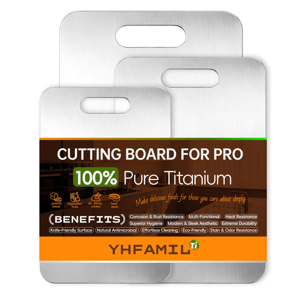 Titanium Cutting Board Set of 3, Titanium Cutting Boards for Kitchen, Cutting boards non toxic, Food-Grade Double-Sided Cutting Board for Raw and Cooked Food Separation, Dishwasher Safe (S+M+L)
