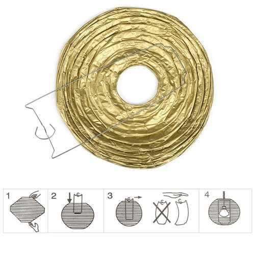 LIHAO 10PCS Mixed Size Gold Paper Lanterns for Weddings, Birthdays, Parties and Events (6"/ 8"/ 10" /12")