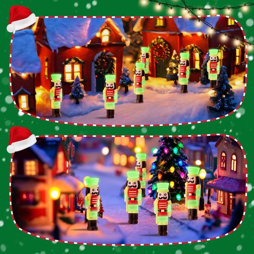Chunful 25 Pcs Christmas Luminous Nutcrackers Figures Nutcracker Mini Soldier Figurines Glow in The Dark Christmas Decorations for Party Favors Bag Fillers Outdoor Dollhouse Collectible Decor Gifts