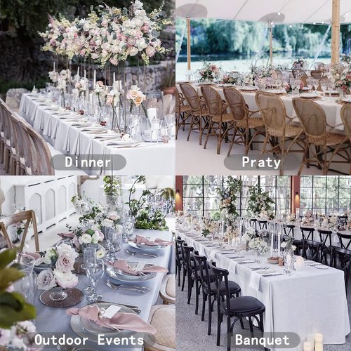 HASJOIN 10 Pack White Tablecloth 90x132 Inch Rectangle Tablecloth Rectangular Polyester Table Cloth Stain and Wrinkle Resistant Washable Fabric Table Covers for Wedding Parties
