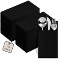 100-Pack Disposable Napkins With Pocket For Flatware, Black Napkins Paper For Wedding, Dinner Or Party, Built-In Pocket For Silverware, Prefolded