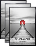 ELSKER&HOME Black Poster Frame 3-Pack - Sturdy 24x36 Picture Frames for Horizontal or Vertical Mounting