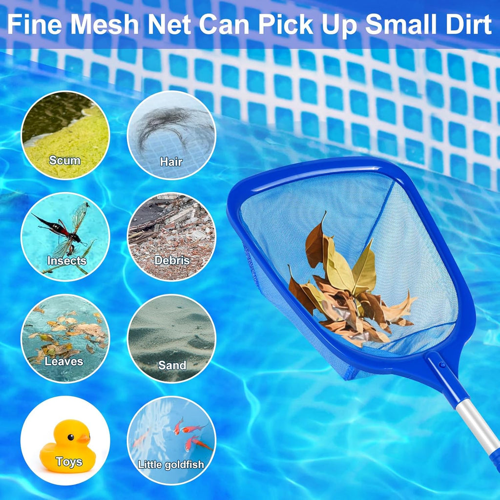 Skiennix Hot Tub Skimmer Net - 13'' Aluminum Pole with Ultra Fine Mesh for Efficient Leaf & Debris Cleaning