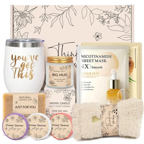 Thinking of You Gift Basket for Women - Sympathy, Get Well Soon, or Condolence Gift with Scented Candle & Mug - Comforting Gifts for Surgery Recovery or Grief (ThinkofYou-A)