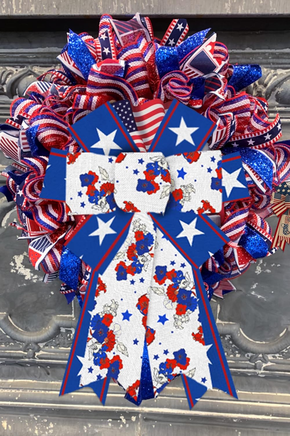 Regine Switzerland Patriotic Wreath Bows - Red, White & Blue Burlap Decor for 4th of July | 2-Pack
