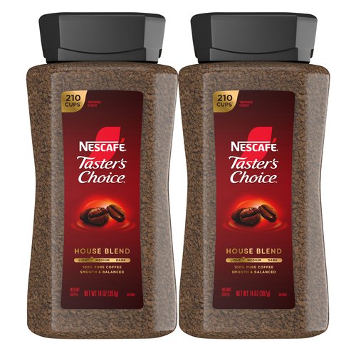 NESCAFÉ Taster's Choice Instant Coffee, Light Medium Roast Coffee, House Blend, 2 Jars (14 Oz Each)