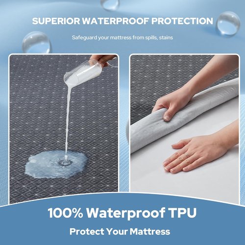 BEDLORE Waterproof Twin Mattress Protector - Noiseless Cover with Stretchable Pockets | Soft & Breathable (Dark Gray)