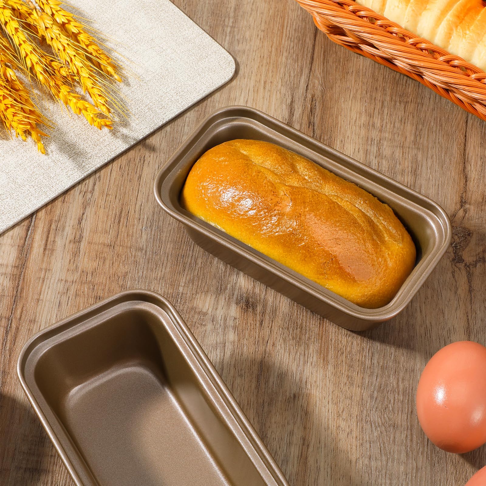 MAQUITA 12 Pcs Mini Loaf Pans for Baking Bread, 6.1 x 3.3 x 2.1 Inches Small Banana Bread Pan Nonstick, Rectangle Carbon Steel Baking Pan for Oven Available Homemade Bread Meatloaf Loaf Cake, Gold