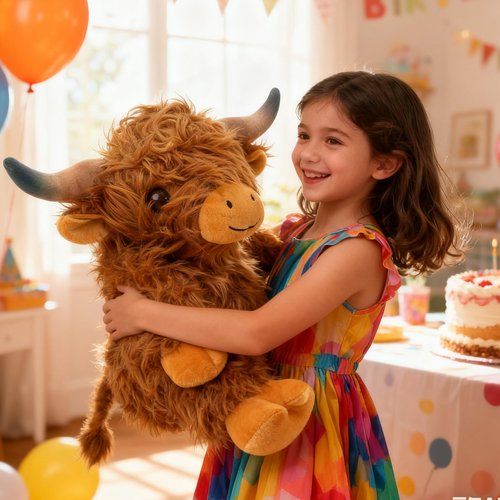 JOD® 4lbs Highland Cow Weighted Stuffed Animals, 22inch Giant Highland Cow Gift Plushie Toy, Cute Stuffed Animal Highland Cattle Plush Pillow Women Adults Kid Bedtime Highland Cattle