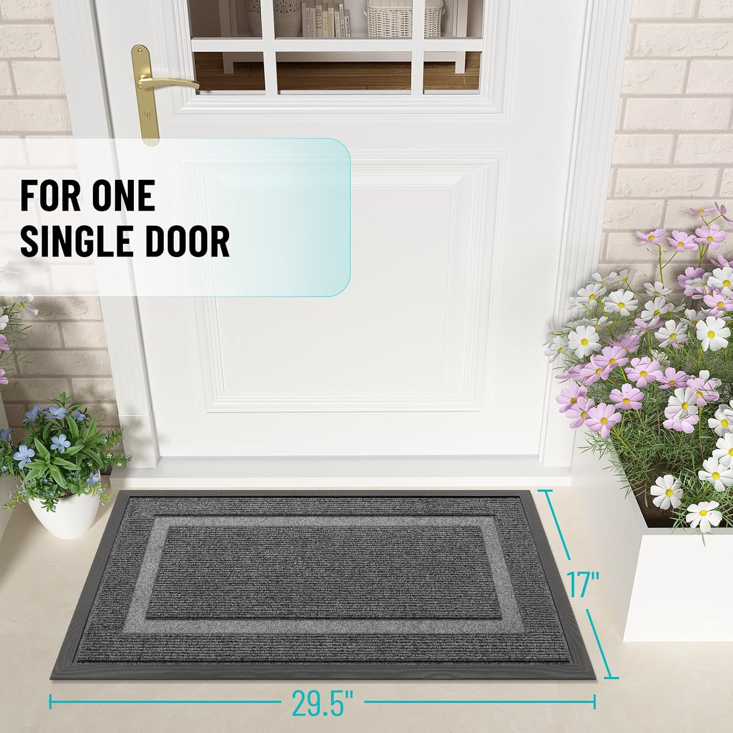 OLANLY Indoor Outdoor Front Door Mat - Waterproof All-Season Doormat, Easy Clean, 29.5x17, Dark Grey