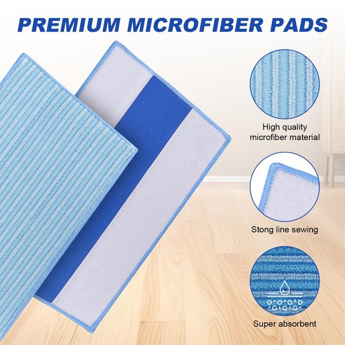 Microfiber Mop Pads Replacement for HAAN FS, SI and MS Series Steamers - Washable Reusable Mop Head Refill for Floor Cleaning - 3 Pack