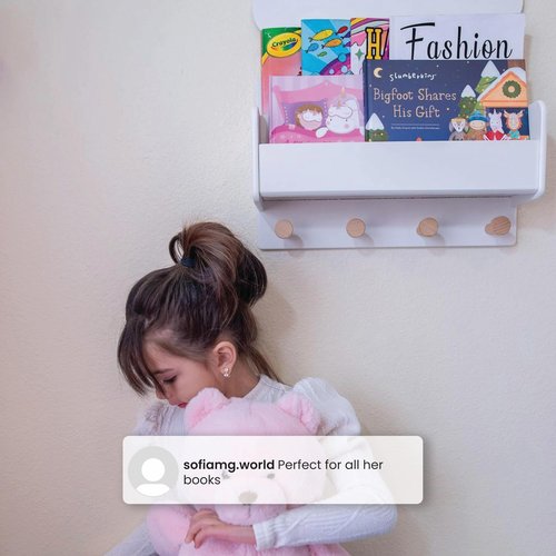 babyGap by Delta Children Brannan Bear Wall Shelf with 4 Hooks, Blush