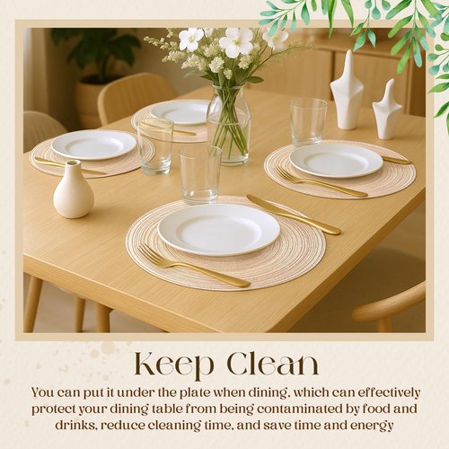 Geosar 100 Pcs Disposable Paper Placemats Cotton Woven Look 13'' Round Placemats Rustic Disposable Table Pads Bulk for Dining Table Decoration Birthday Wedding Bridal Baby Shower Party(Beige)