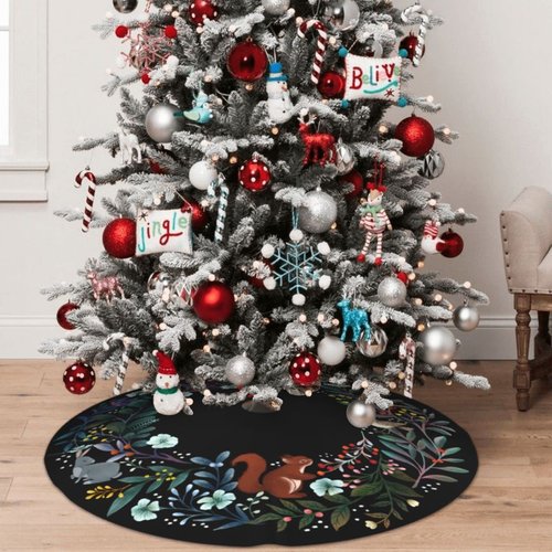 Forest Wreath Christmas Tree Skirt 36" for Xmas Holiday New Year Party Circle Tree Mat Ornaments Decoration