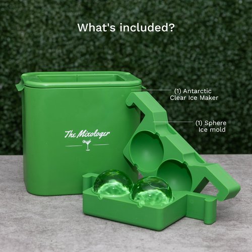 The Mixologer Antarctic Ice Maker | Set of 4 | Clear Ice Ball Maker with Lid, Easy to Use, Ice Molds Perfect for Cocktails, Whiskey, Bourbon, Brandy