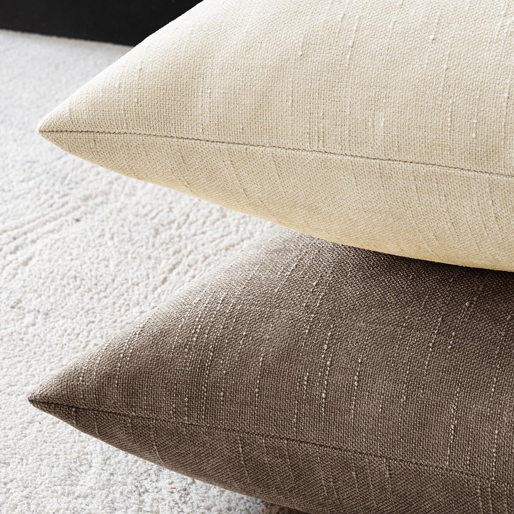 MIULEE Pack of 2 Decorative Throw Pillow Covers Soft Chenille Throw Pillows Solid Textured Euro Cushion Covers for Couch Sofa Bedroom Living Room 22x22 Inch, Taupe Grey