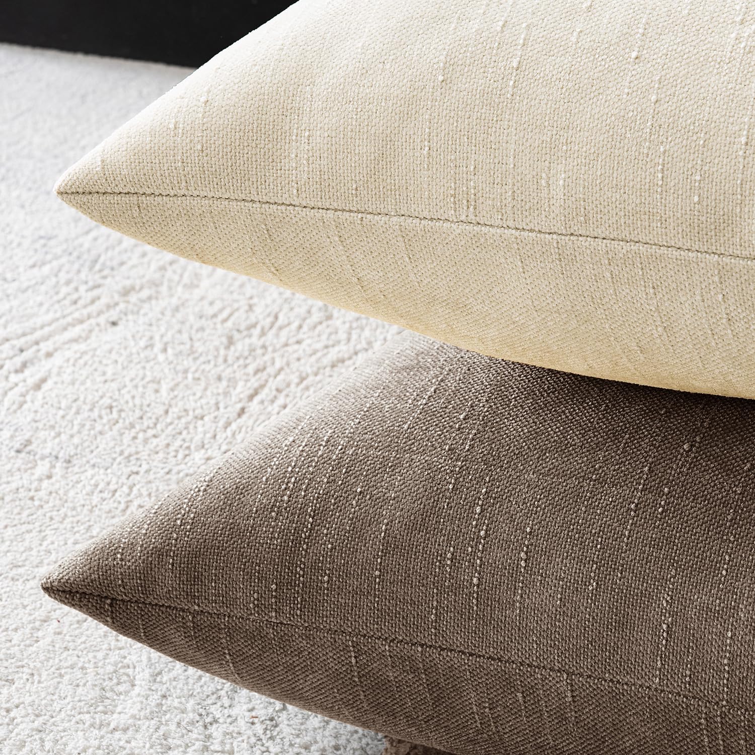 MIULEE Pack of 2 Decorative Throw Pillow Covers Soft Chenille Throw Pillows Solid Textured Euro Cushion Covers for Couch Sofa Bedroom Living Room 22x22 Inch, Taupe Grey