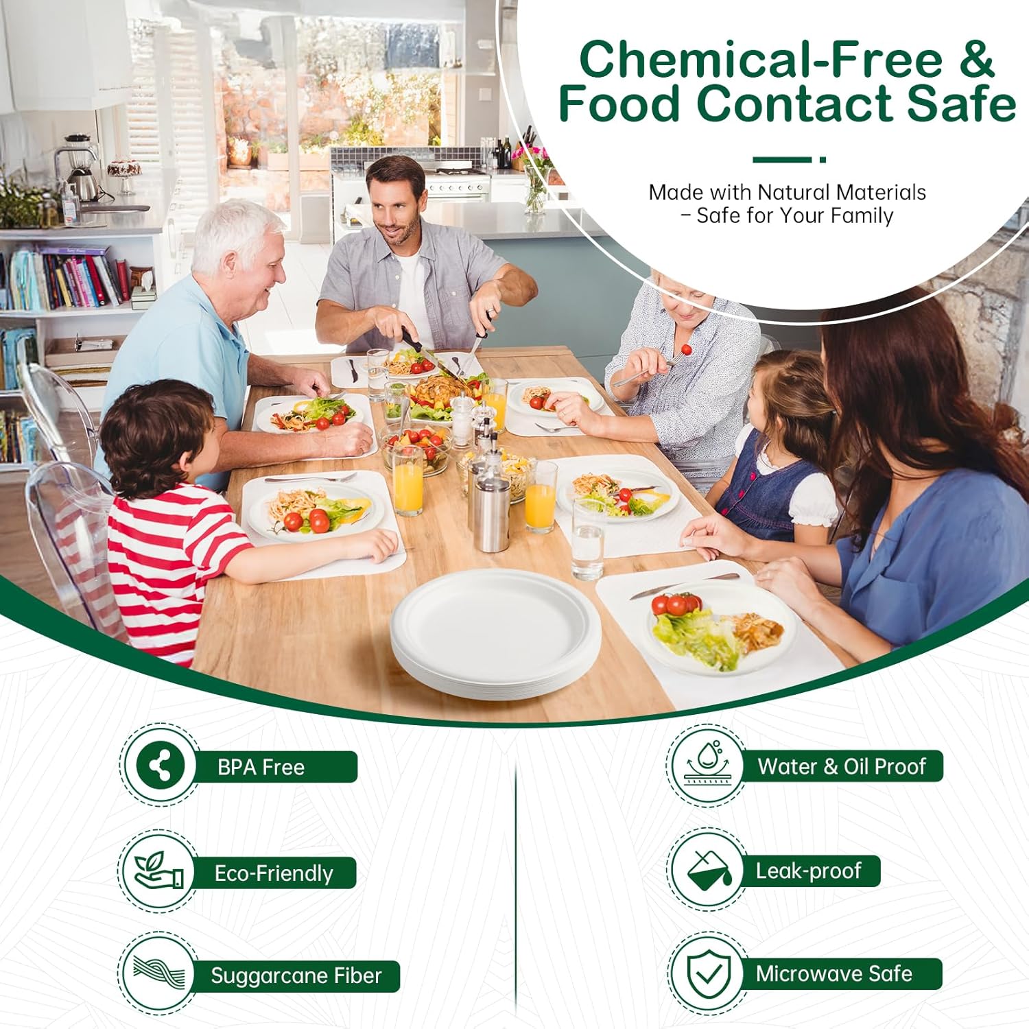 Skiennix Compostable Paper Plates - Heavy-Duty 6-Inch Dessert Plates | Eco-Friendly & Biodegradable, Perfect for Kids' Meals & Parties